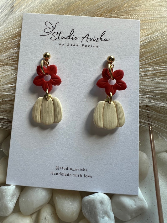 Cute flower and pumpkin earrings/ Fall Earrings