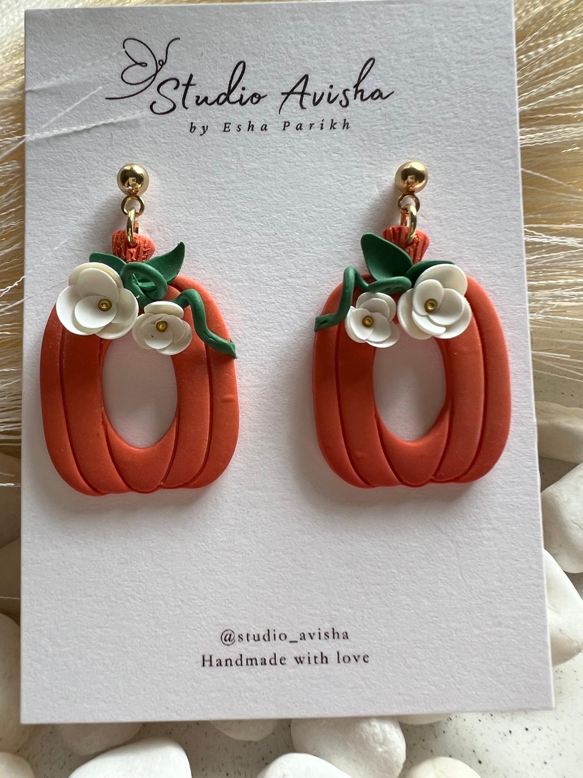 Floral Pumpkin Earrings